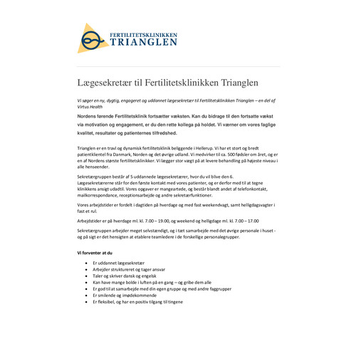 Lægesekretær til Trianglen