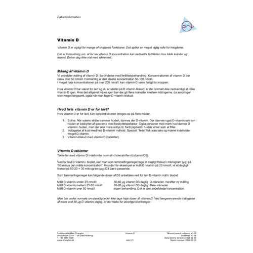 Information om Vitamin D