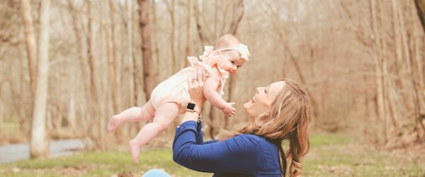 Mother and baby in park